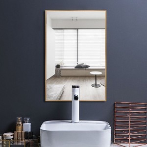 PexFix 36" x 24" Aluminum Alloy Frame Mirror for Bathroom Wall Rectangle Bathroom Vanity Mirror for Over Sink Bedroom Entryway Living Room in Gold - 1 of 4