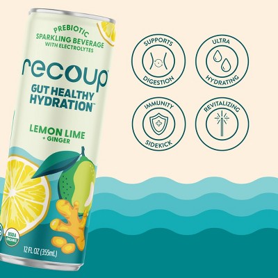Recoup Lemon Lime Ginger Sparkling Hydration - 12 fl oz