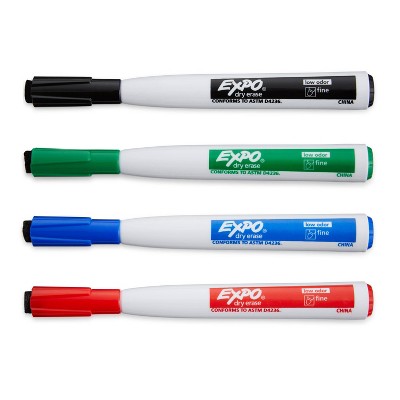 Expo 4pk Dry Erase Markers Magnetic &#38; Eraser Fine Tip Multicolored