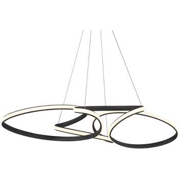 Possini Euro Design Helix Sand Black Multi-Ring Ceiling Pendant Light 39 1/2" Wide Ultra Modern Minimalist Spiral Dimmable LED Strip Steel Dining Room