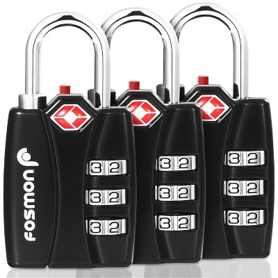 Fosmon TSA Approved Luggage Lock, Combination Padlock with Open Alert, Combo TSA Locks for Luggage, Suitcase, Backpack, Bag - Black