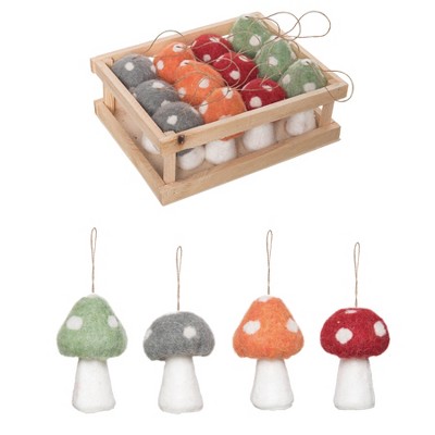 Transpac Foam 8.27 in. Multicolor Christmas Mushroom Ornament in Display Set of 12