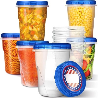 6-Pack 32oz Plastic Containers with Twist Top Lids, Airtight, for Freezer
