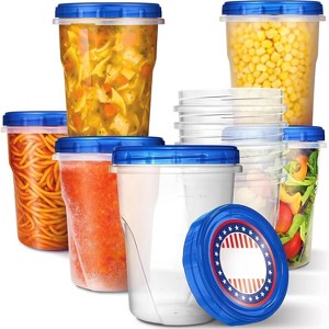 6-Pack 32oz Plastic Containers with Twist Top Lids, Airtight, for Freezer - 1 of 4