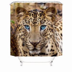 Blue Eyed Leopard Shower Curtains for Bathroom Waterproof Fabric Bath Curtain Durable Soft Stylish Bathroom Decor 72x72 Inch - 1 of 1