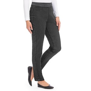 Collections Etc Easy-to-Wear Elasticized Waist Pull-On Denim Pants - 1 of 4
