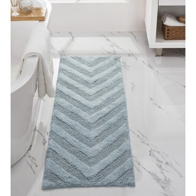 Hugo Bath Rug 100% Premium Cotton Tufted Chevron & Solid Pattern Bathmats for Bathroom, Soft Absorbent Machine Washable Floor Bathmat