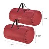 Hastings Home Set of 2 Canvas Christmas Tree and Holiday Decoration Storage Bags with Binding Straps for Artificial Trees Up to 7.5' - Red - 3 of 4