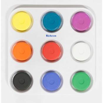Jack Richeson Tempera Cakes, Large Size, Assorted Primary Colors, Muffin Tray, Set of 9