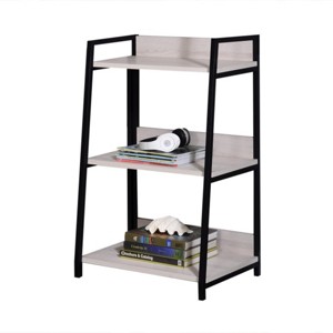 SEVOBAL Decorative Bookshelf Leaning Ladder Storage Bookcase with Wooden Shelves and Metal Frame, Black, 16"*24"*37" - 1 of 4