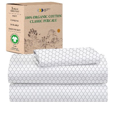California Design Den  Bed Sheets Set - 100% Organic Cotton Percale, Deep Pocket