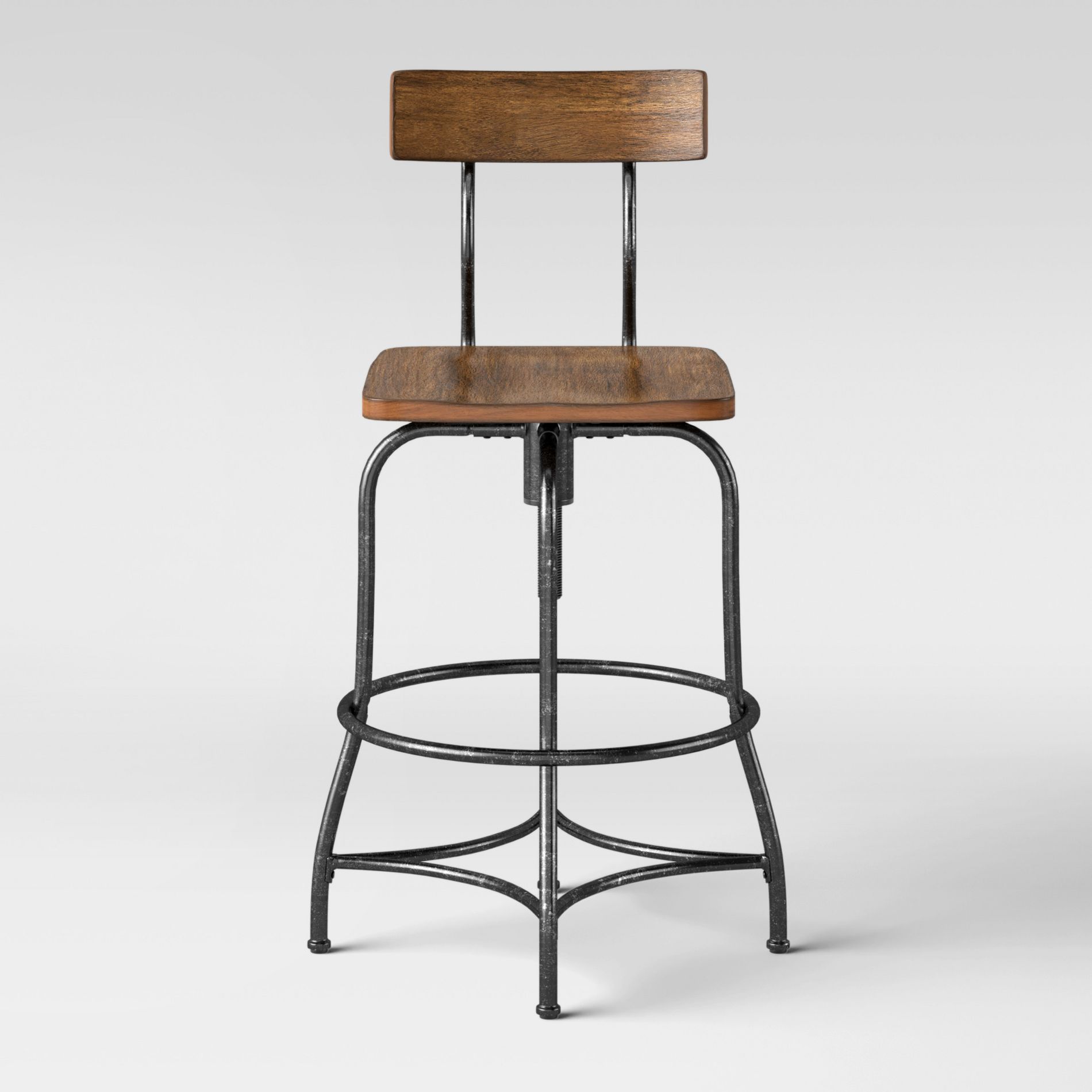 Woodsboro Adjustable Barstool Brown - Threshold™: Metal Frame, Wood Seat, Home Bar Furniture