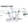 FURNIinspire Coffee Tables Modern minimalist transparent tempered glass coffee table with marble patterned MDF legs, White, 43"*24"*17" - 3 of 4