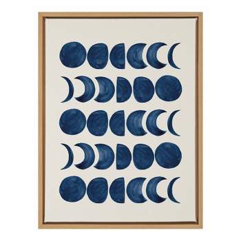 18" x 24" Sylvie Moon Phases Framed Canvas Wall Art by Teju Reval Natural - Kate and Laurel