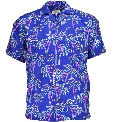 Uzzi Amphibious Gear Men's Palm Tree Aloha Shirt | Royal Small