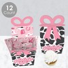 Big Dot of Happiness Rodeo Cowgirl - Square Favor Gift Boxes - Pink Western Party Bow Boxes - Set of 12 - 3 of 4