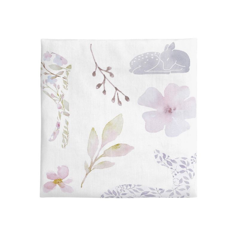 NoJo Super Soft Floral Deer Nursery Mini Crib Fitted Sheet, 2 of 4