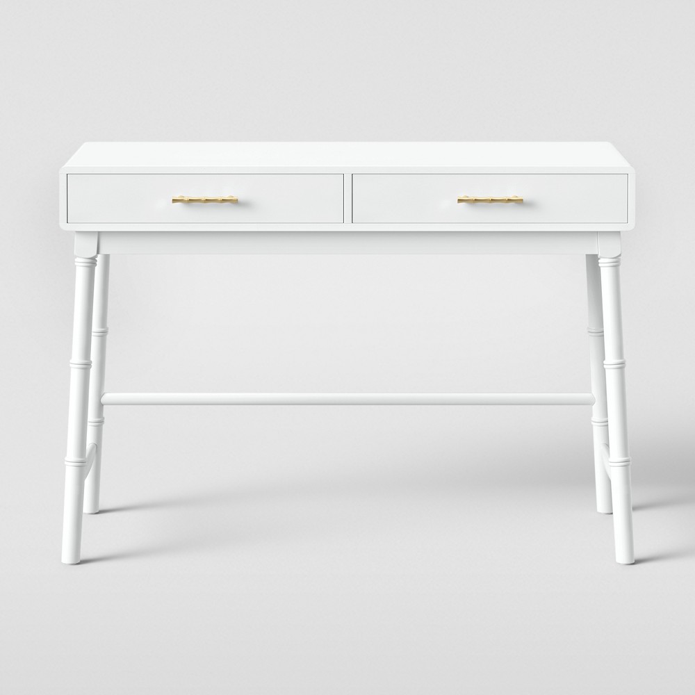 Photos - Office Desk Oslari Wood Writing Desk with Drawers White - Threshold™