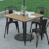 Emma and Oliver Indoor/Outdoor Dining Table with Umbrella Hole, 36" Square All Weather Poly Resin Top and Steel Base - 3 of 4