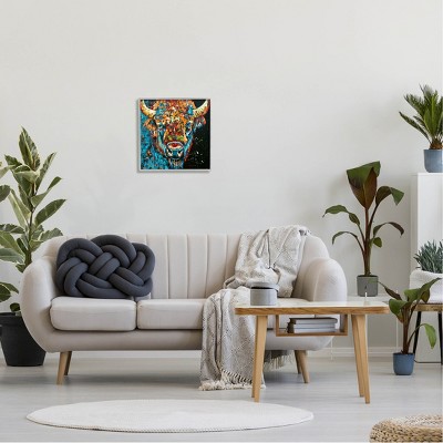 Modern Bison Street Style Gray Framed Canvas Print