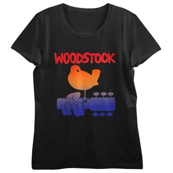 Woodstock Double Sided Poster Art Women's Black Short Sleeve Sleep Shirt