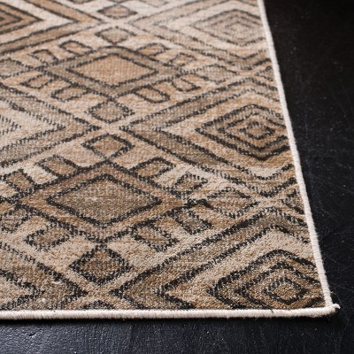 Stone Gray Geometric Patterned Viscose Area Rug