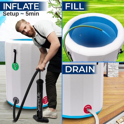 SereneLife 87.5 Gallon White and Blue Inflatable Cold Plunge Tub