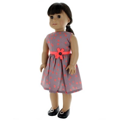 Pink Butterfly Closet Doll Clothes Gray Polka Dots Dress Outfit Fits American Girl & Other 18 inch dolls