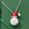 Ross-Simons 9-9.5mm Cultured Pearl and Multicolored Enamel Santa Hat Pendant Necklace With Diamond Accents in Sterling Silver Size 18 - 4 of 4