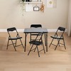 FurnitureR 5-Piece Kids Folding Table and Chairs Set, Small Square Table and 4 Chairs, PVC Padded Seats, Ideal for Preschool, Activities, All Black - 3 of 4