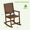 Costway Rocking Chair with PU Seat & Rubber Wood Frame Safe & Smooth Rocking Motion - 3 of 4