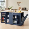 Okak Modern Kitchen Island with Drawers and Trash Can Storage, Kitchen Island On Wheels with Metal Handles, Kitchen Cart for Dining Room - 3 of 4