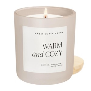 Sweet Water Decor Warm & Cozy 15oz Tan Matte Jar Candle - 1 of 3