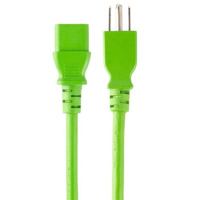 Monoprice 3-Prong Power Cord - 1 Feet - Green, NEMA 5-15P to IEC 60320 C13, 14AWG, 15A, Works With Most PCs, Monitors, Scanners, and Printers