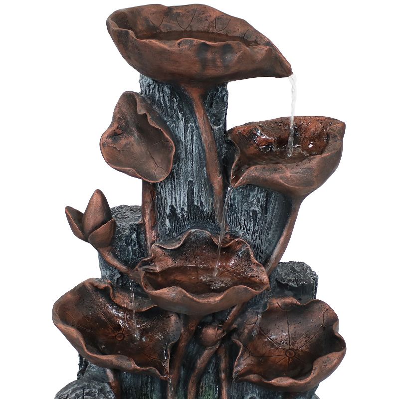 Sunnydaze Outdoor Solar Powered Tiered Driftwood and Flourishing Stem Rock Fountain with LED Light - 29", 6 of 17