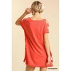Women's Short Sleeve High Low Tunic Top with Fringed Hems - umgee - 2 of 2