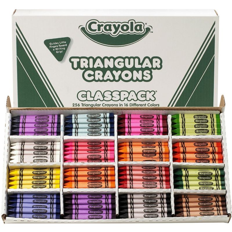 Crayola Anti-Roll Triangular Crayon Classpack, Assorted Colors, set of 256, 1 of 4