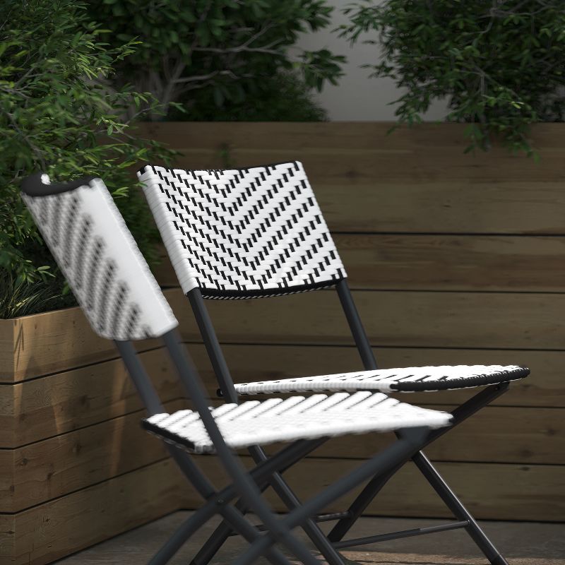 Flash Furniture Rouen Set of Two Folding French Bistro Chairs in PE Rattan with Metal Frames for Indoor and Outdoor Use, 5 of 12