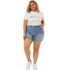 Agnes Orinda Women's Plus Size Denim High Waisted Raw Hem Stretched Distressed Lounge Jean Shorts - 2 of 4