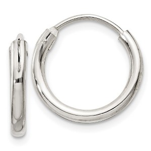 Black Bow Jewelry 2mm, Sterling Silver, Endless Hoop Earrings - 16mm (5/8 Inch) - 1 of 4