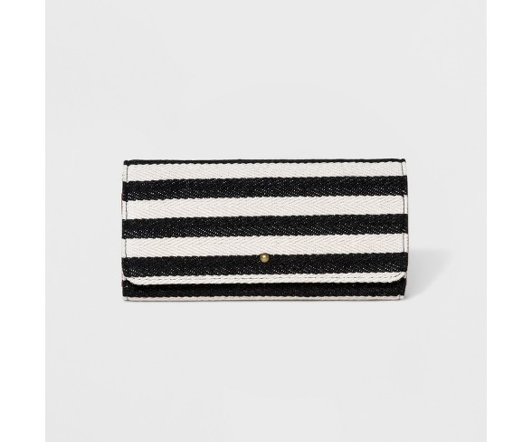 Women's Striped Flap Tri-Fold Wallet - Universal Thread&#153; Black/White