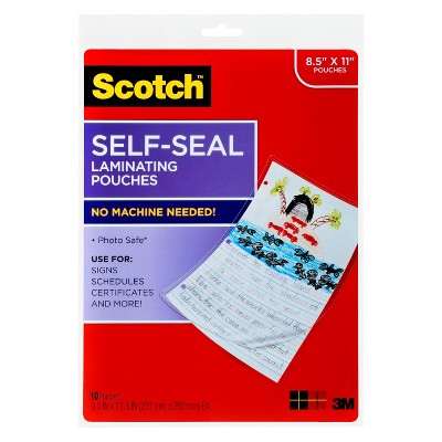 Scotch 10ct 8.5" x 11" Self-Seal Laminating Pouches