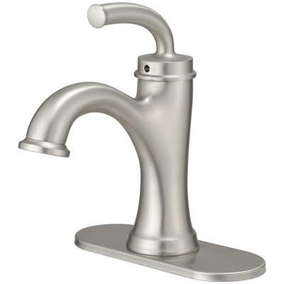 BWE Single Handle Bathroom Faucet For One Hole with 3 Holes Deck Plate and Metal Drain