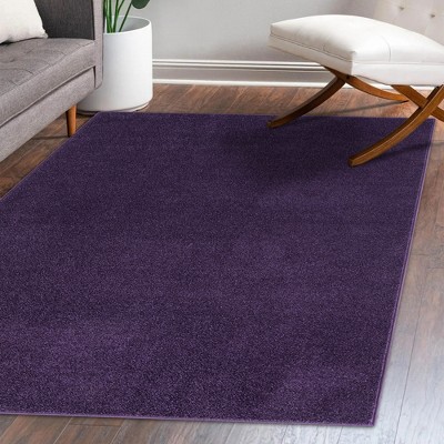 Haze Solid Purple 3' x 5' Easy Care Synthetic Area Rug