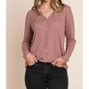 Women's Rib Long Sleeve Button Down Top - BOMBOM - 3 of 3