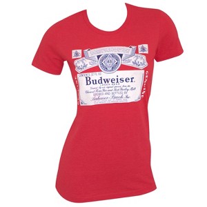 Adult Budweiser Label Red T-Shirt - 1 of 2