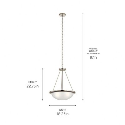 Brushed Nickel 18" Pendant Light with Satin Etched Glass