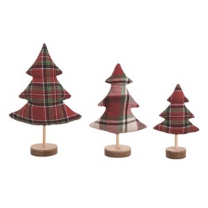 Transpac Polyester 12.75 in. Multicolor Christmas Plaid Trees Set of 3 - 1 of 2