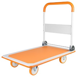 NAYSAYE Heavy Duty Foldable Platform Push Cart Dolly 660 lbs Capacity for Warehouse Moving, Orange, 35.4"*24"*34.6" - 1 of 4