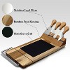 NutriChef Bamboo Cheese Board Set with Slate Platter & Integrated Slicer PKCZBD50 - Rustic Natural - 3 of 4